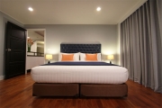The spacious bedroom comes with its own flat screen LCD television